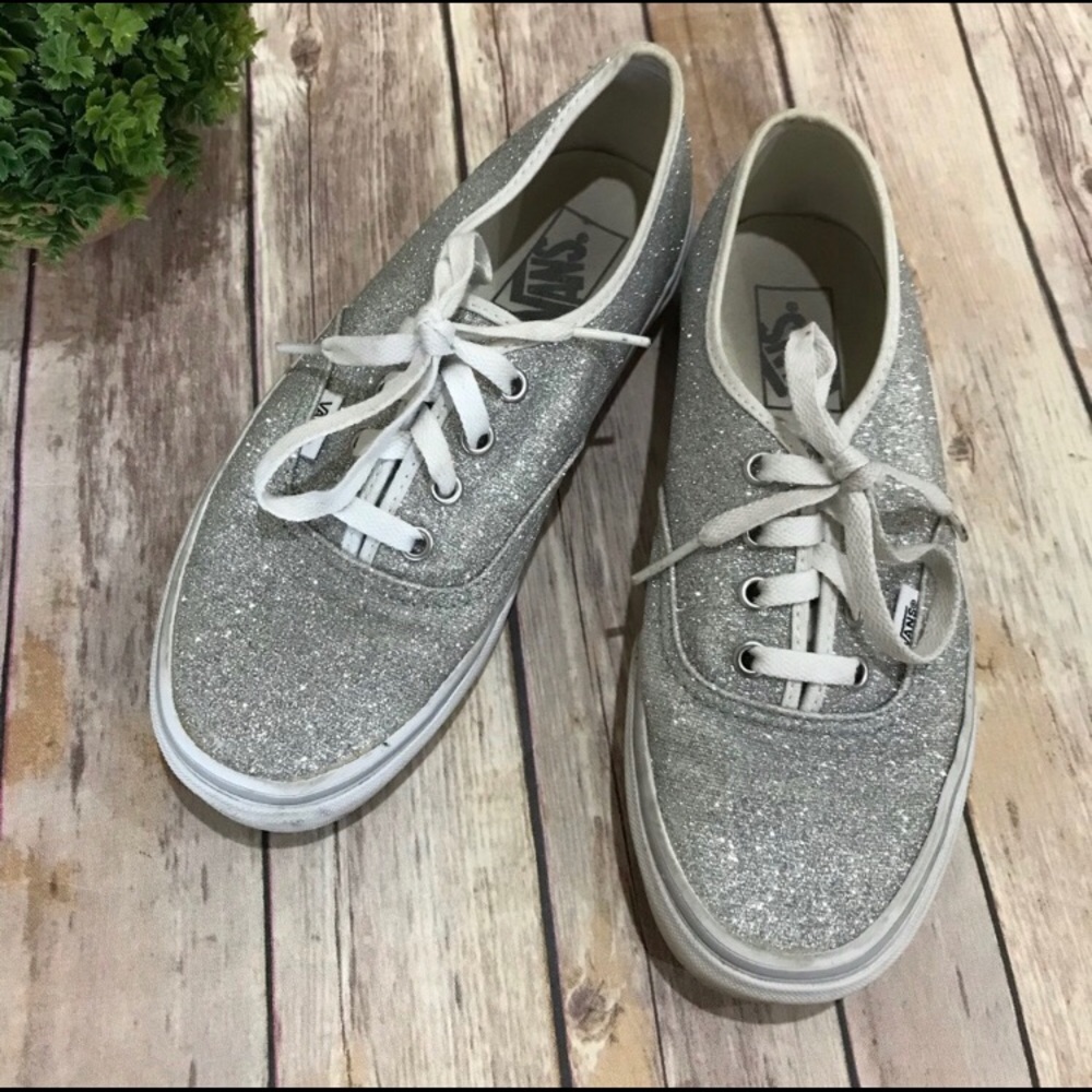 Grey Silver Sparkle Vans Sneakers